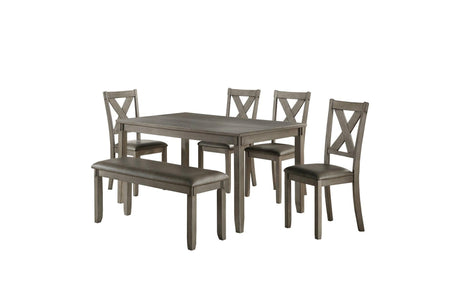 Holders Gray Finish Modern Transitional Casual Solid Wood Faux Leather Upholstery Dining Room Set - Ella Furniture