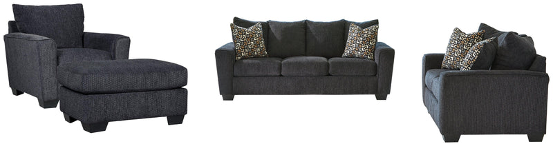 Wixon Slate Sofa, Loveseat, Chair And Ottoman
