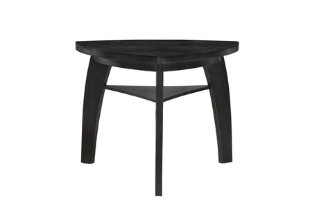 Hillshaw Dark-Cherry Solid Wood Faux Leather Upholstered Seat Triangular Dining Room Set - Ella Furniture