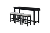Connected Black Modern Casual Wood And Metal Fabric Upholstery Counter Height Dining Room Set - Ella Furniture