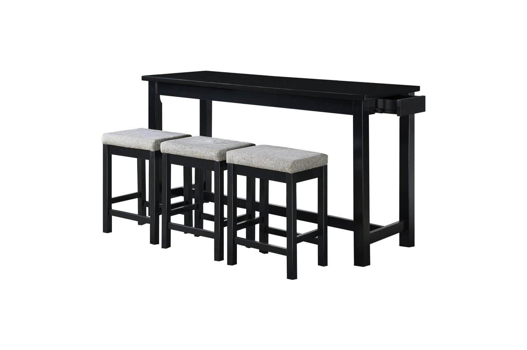 Connected Black Modern Casual Wood And Metal Fabric Upholstery Counter Height Dining Room Set - Ella Furniture