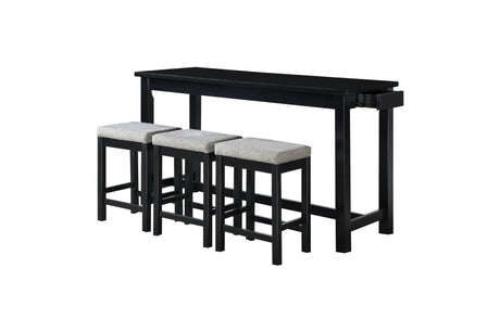 Connected Black Modern Casual Wood And Metal Fabric Upholstery Counter Height Dining Room Set - Ella Furniture