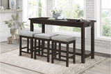Connected Espresso Modern Casual Wood And Metal Fabric Upholstery Counter Height Dining Room Set - Ella Furniture