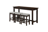 Connected Espresso Modern Casual Wood And Metal Fabric Upholstery Counter Height Dining Room Set - Ella Furniture