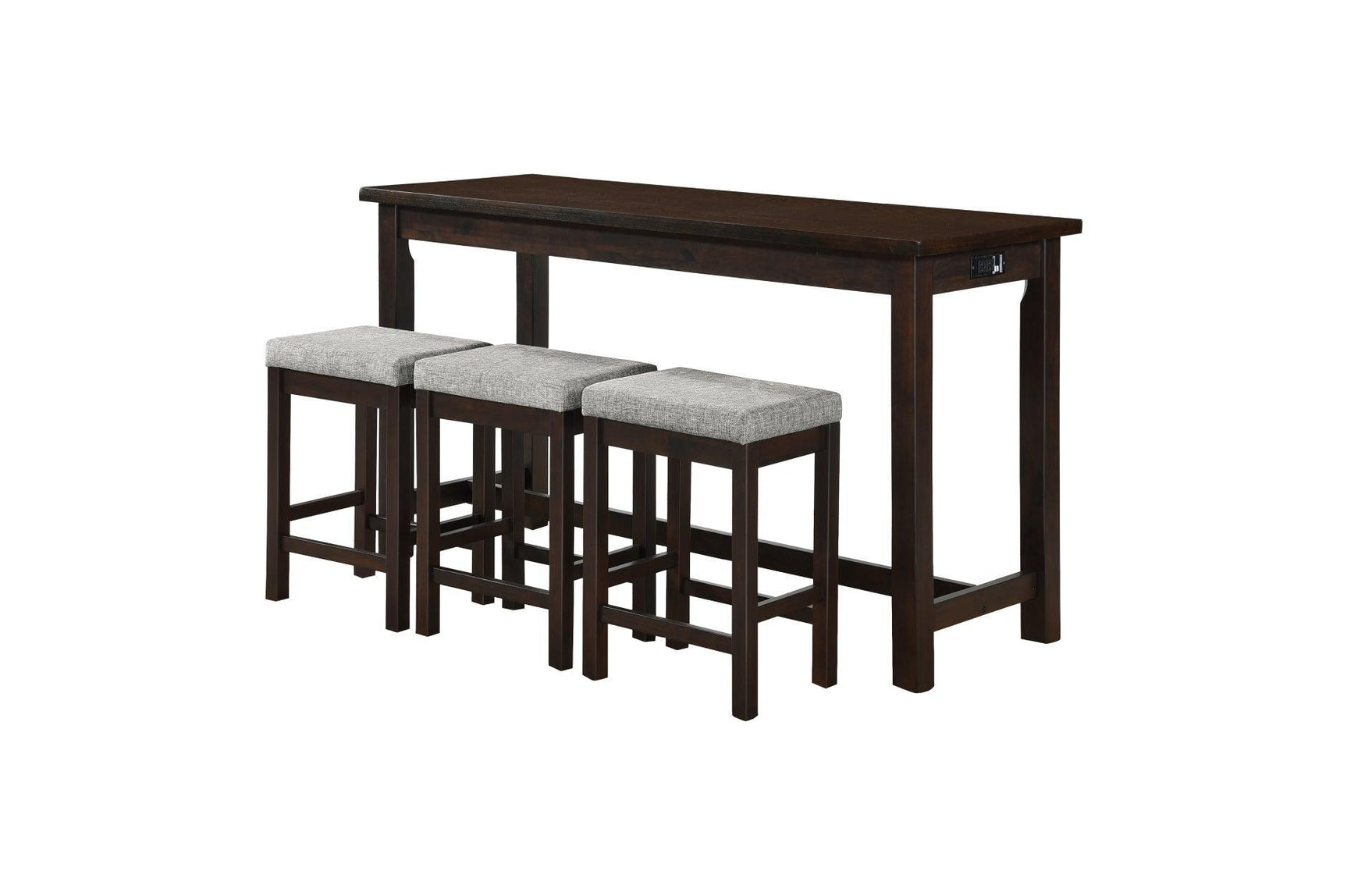 Connected Espresso Modern Casual Wood And Metal Fabric Upholstery Counter Height Dining Room Set - Ella Furniture