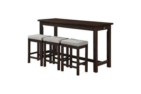 Connected Espresso Modern Casual Wood And Metal Fabric Upholstery Counter Height Dining Room Set - Ella Furniture