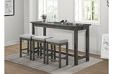 Connected Gray Wood And Metal Fabric Upholstery Seat Rectangular Counter Height Dining Room Set - Ella Furniture