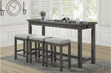 Connected Gray Wood And Metal Fabric Upholstery Seat Rectangular Counter Height Dining Room Set - Ella Furniture