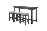 Connected Gray Wood And Metal Fabric Upholstery Seat Rectangular Counter Height Dining Room Set - Ella Furniture