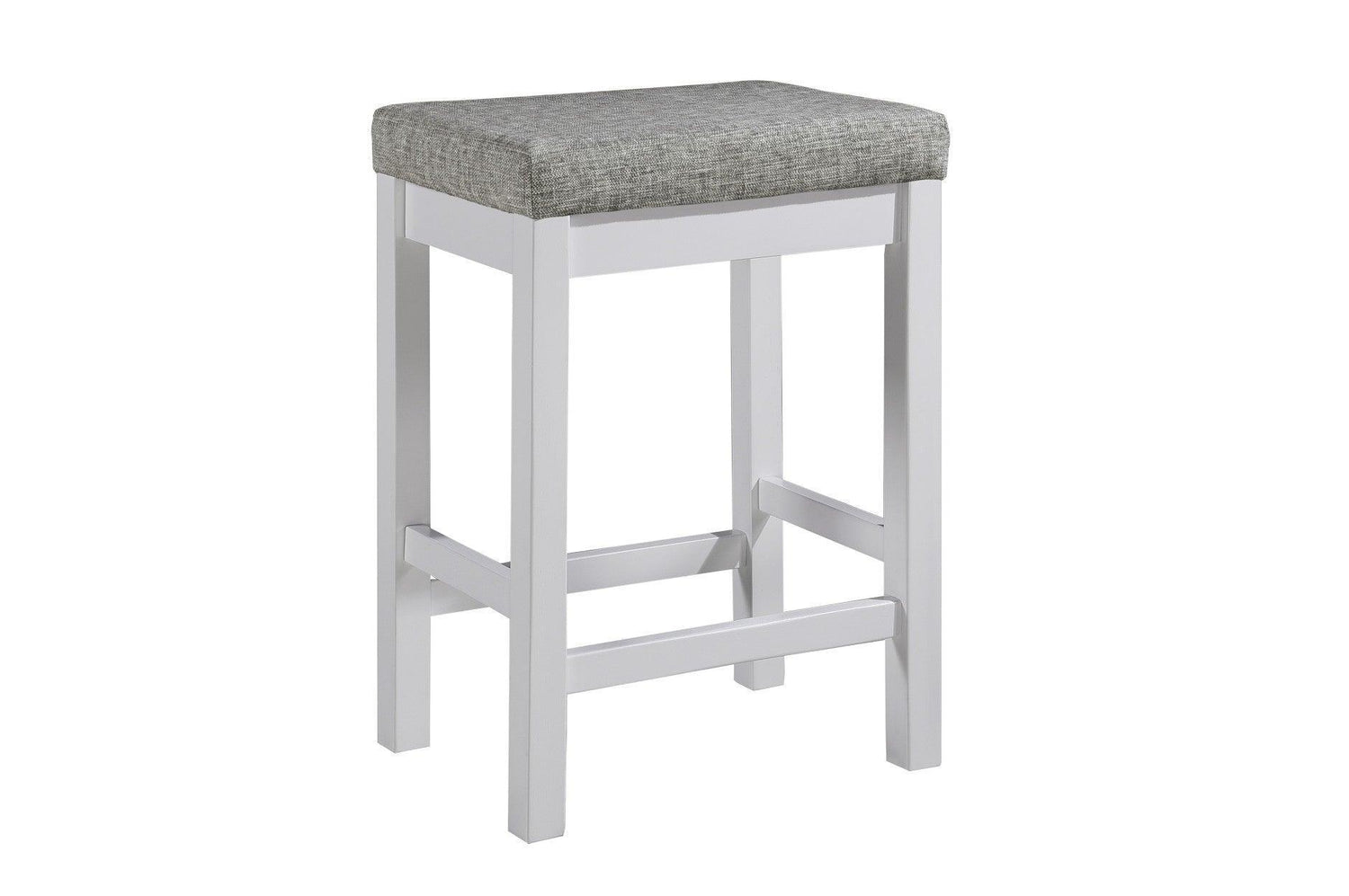 Connected White Wood And Metal Fabric Upholstery Seat Rectangular Counter Height Dining Room Set - Ella Furniture