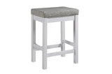Connected White Wood And Metal Fabric Upholstery Seat Rectangular Counter Height Dining Room Set - Ella Furniture