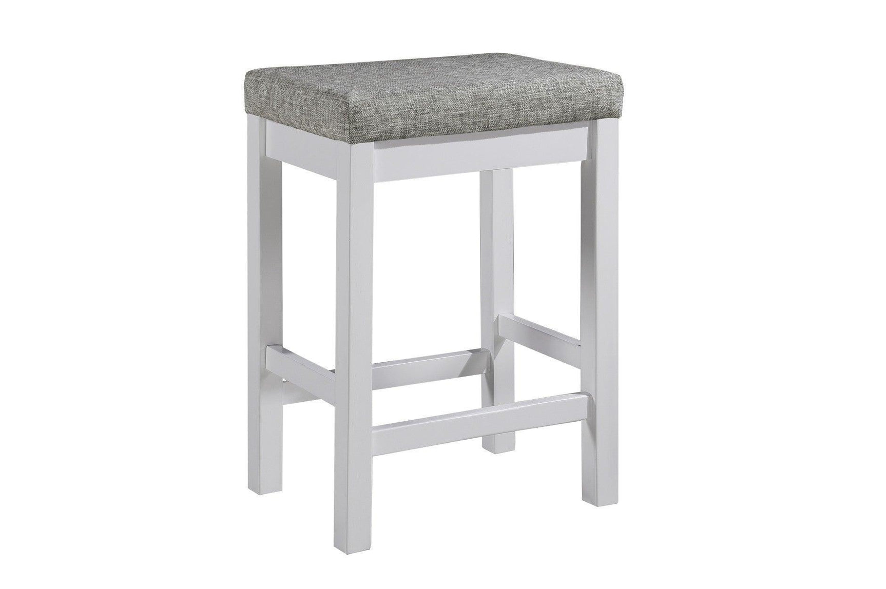 Connected White Wood And Metal Fabric Upholstery Seat Rectangular Counter Height Dining Room Set - Ella Furniture