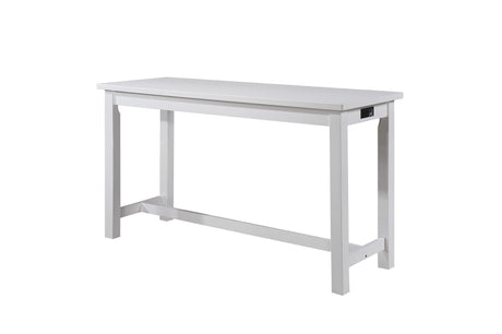 Connected White Wood And Metal Fabric Upholstery Seat Rectangular Counter Height Dining Room Set - Ella Furniture