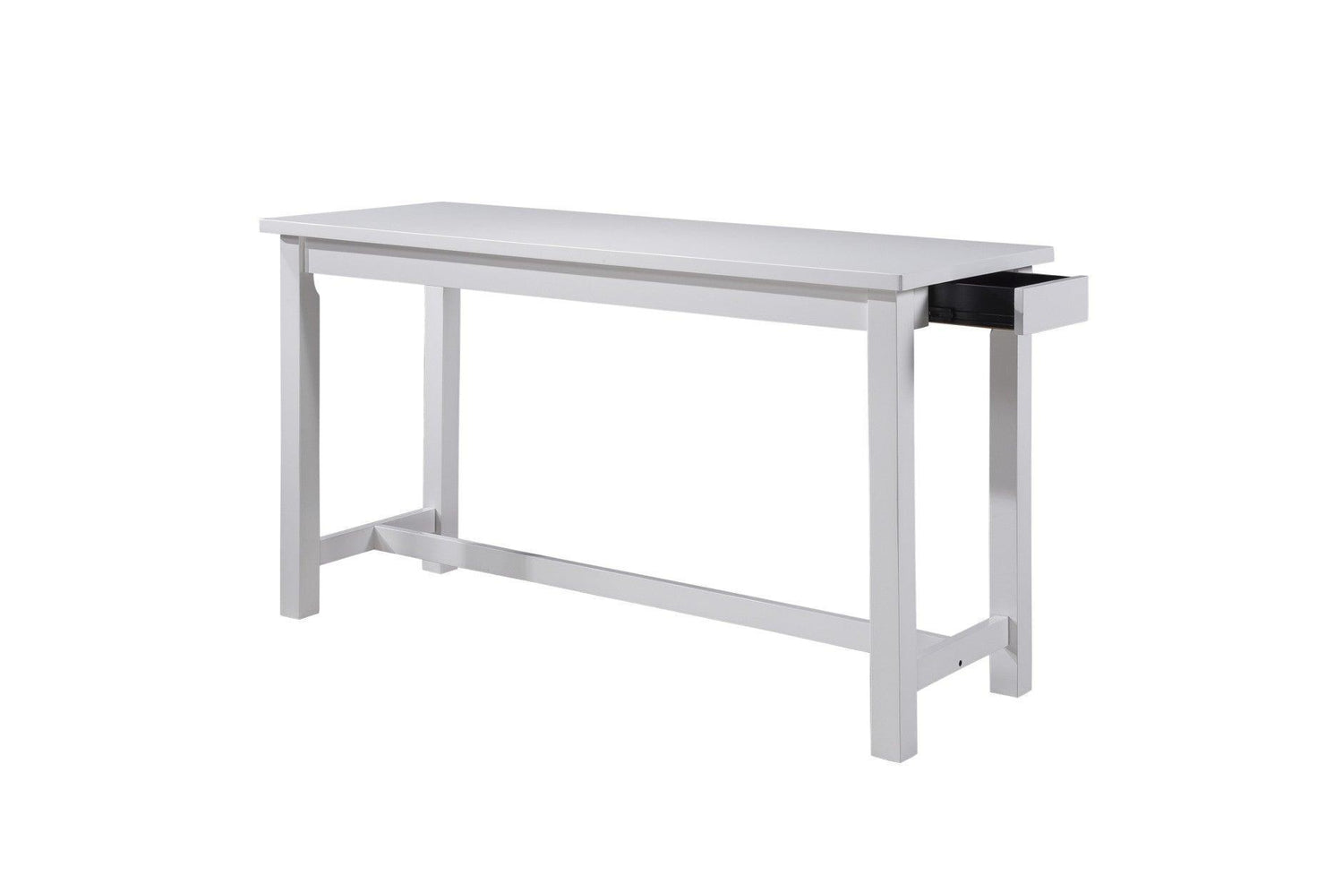 Connected White Wood And Metal Fabric Upholstery Seat Rectangular Counter Height Dining Room Set - Ella Furniture
