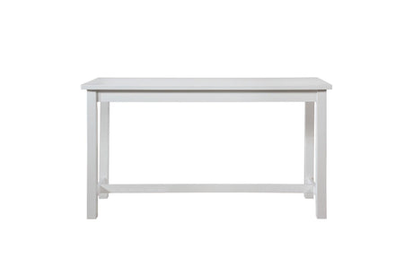 Connected White Wood And Metal Fabric Upholstery Seat Rectangular Counter Height Dining Room Set - Ella Furniture
