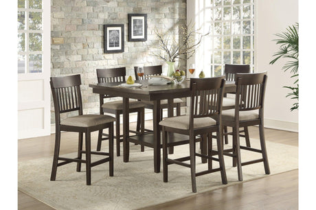 Balin Brown Neutral Accent Fabric Seat Upholstered Rectangular Counter Height Dining Room Set - Ella Furniture
