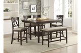 Balin Brown Neutral Accent Fabric Seat Upholstered Rectangular Counter Height Dining Room Set - Ella Furniture