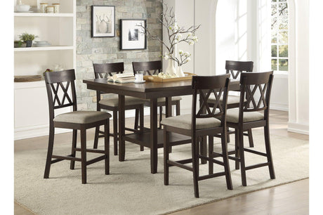 Balin Brown Neutral Accent Fabric Seat Upholstered Rectangular Counter Height Dining Room Set - Ella Furniture