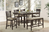 Balin Brown Neutral Accent Fabric Seat Upholstered Rectangular Counter Height Dining Room Set - Ella Furniture