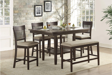 Balin Brown Neutral Accent Fabric Seat Upholstered Rectangular Counter Height Dining Room Set - Ella Furniture