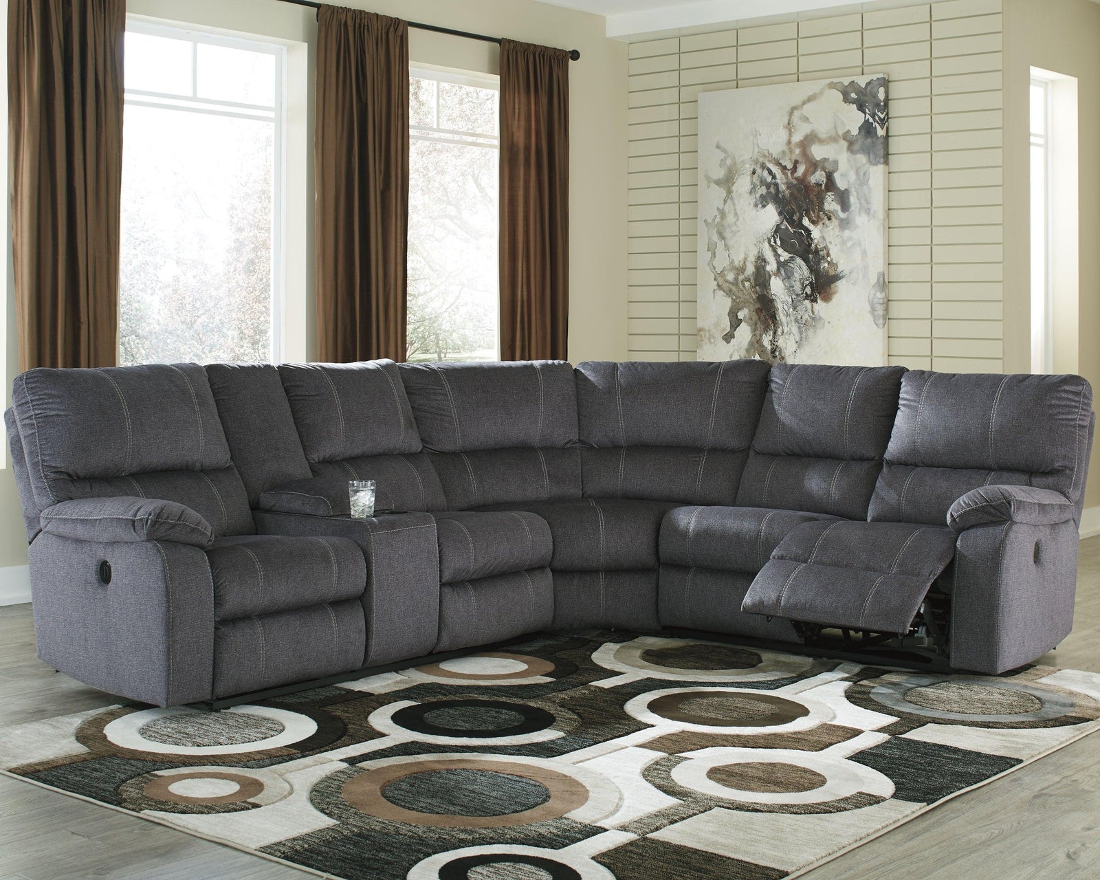 Urbino Charcoal Chenille 3-Piece Power Reclining Sectional