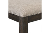 Southlake Rustic Brown Oak Wire Brushed Solid Acacia Veneer Fabric Upholstery Dining Room Set - Ella Furniture