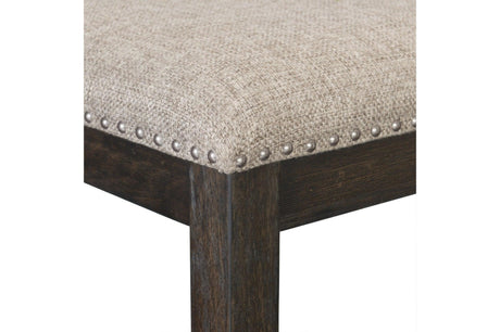 Southlake Rustic Brown Oak Wire Brushed Solid Acacia Veneer Fabric Upholstery Dining Room Set - Ella Furniture