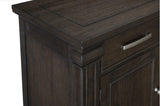 Southlake Rustic Brown Oak Wire Brushed Solid Acacia Veneer Fabric Upholstery Dining Room Set - Ella Furniture