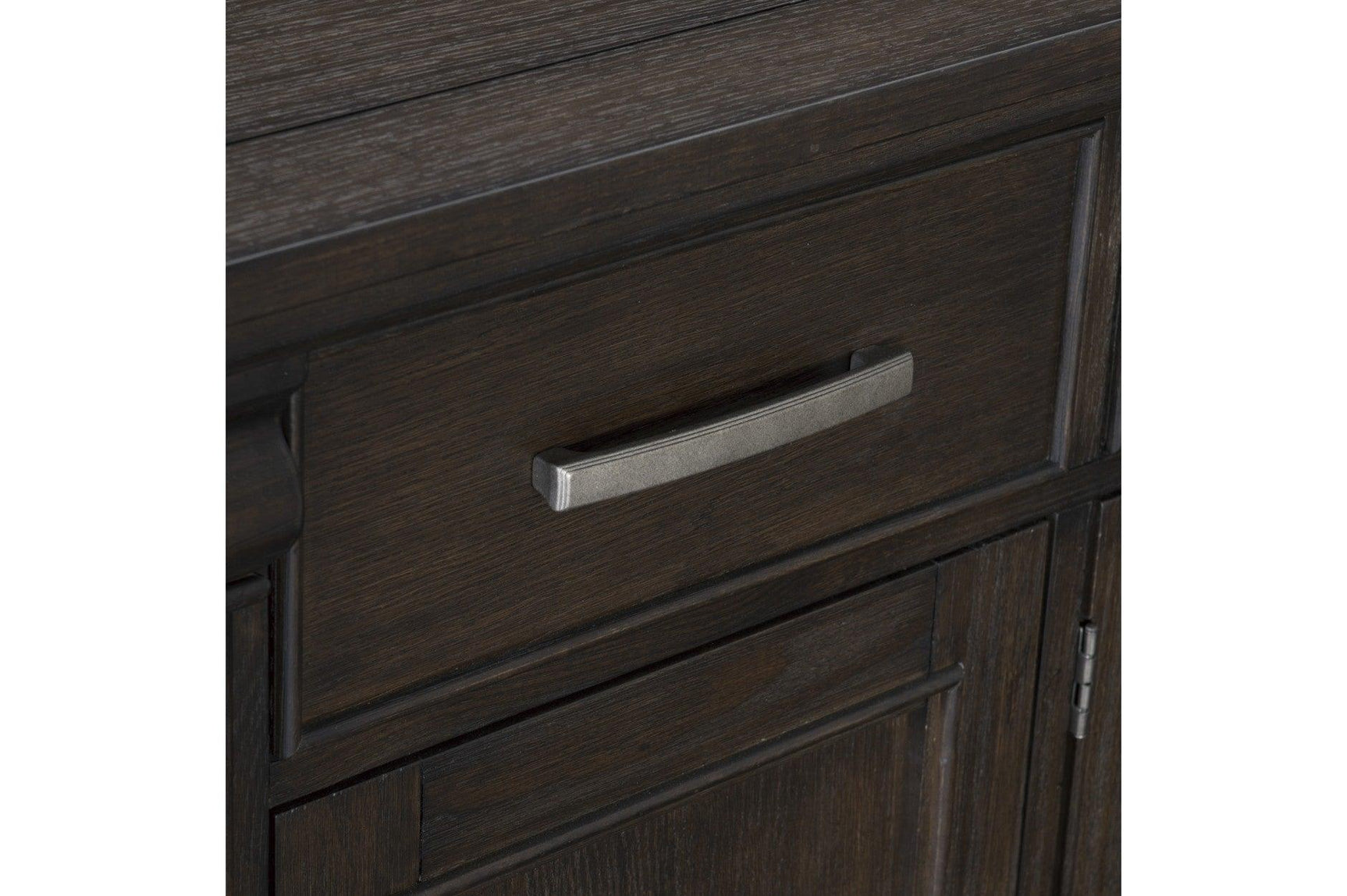 Southlake Rustic Brown Oak Wire Brushed Solid Acacia Veneer Fabric Upholstery Dining Room Set - Ella Furniture