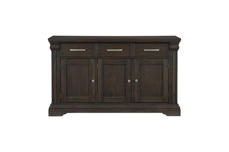 Southlake Rustic Brown Oak Wire Brushed Solid Acacia Veneer Fabric Upholstery Dining Room Set - Ella Furniture