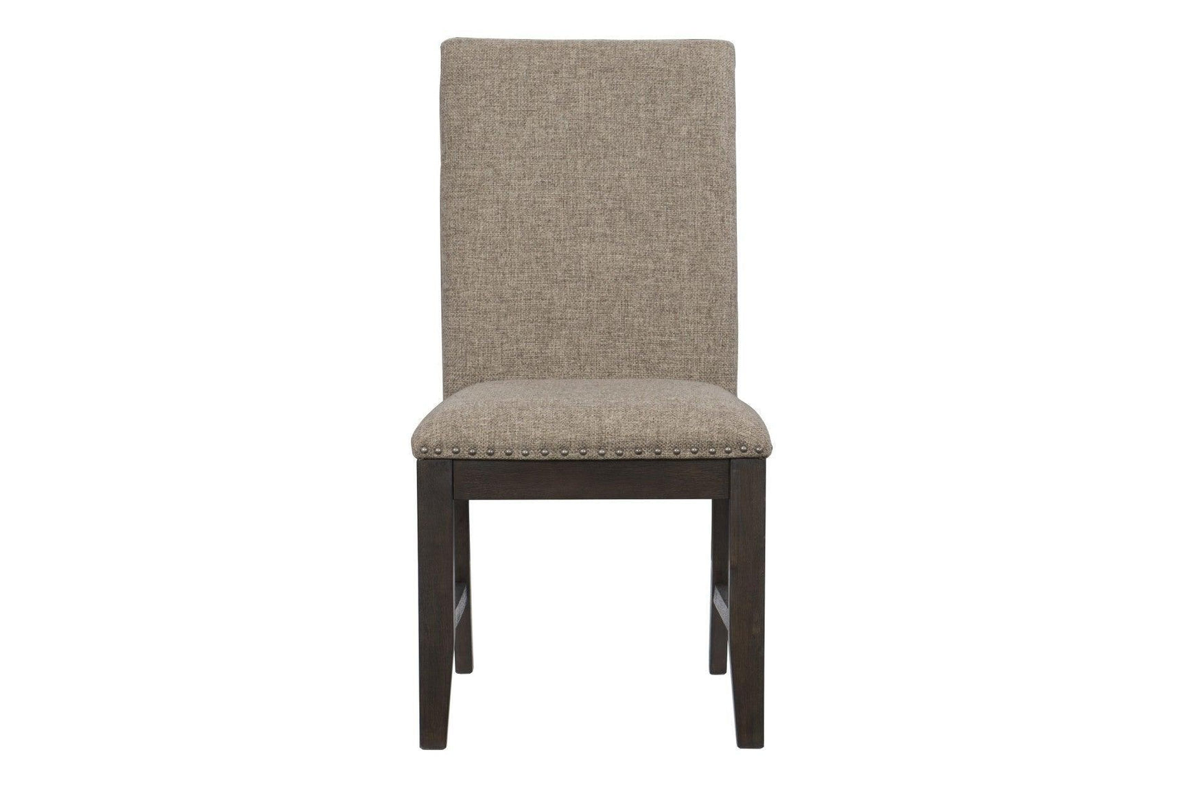Southlake Rustic Brown Oak Wire Brushed Solid Acacia Veneer Fabric Upholstery Dining Room Set - Ella Furniture