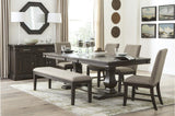 Southlake Rustic Brown Oak Wire Brushed Solid Acacia Veneer Fabric Upholstery Dining Room Set - Ella Furniture