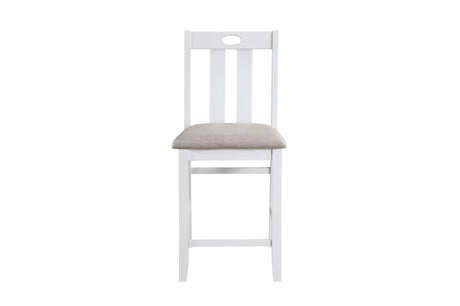 Lowell White Gray Casual Veneer Fabric Upholstery Seat Square Counter Height Dining Room Set - Ella Furniture