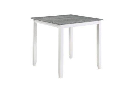 Lowell White Gray Casual Veneer Fabric Upholstery Seat Square Counter Height Dining Room Set - Ella Furniture