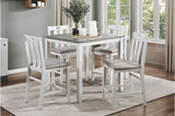 Lowell White Gray Casual Veneer Fabric Upholstery Seat Square Counter Height Dining Room Set - Ella Furniture