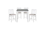 Lowell White Gray Casual Veneer Fabric Upholstery Seat Square Counter Height Dining Room Set - Ella Furniture