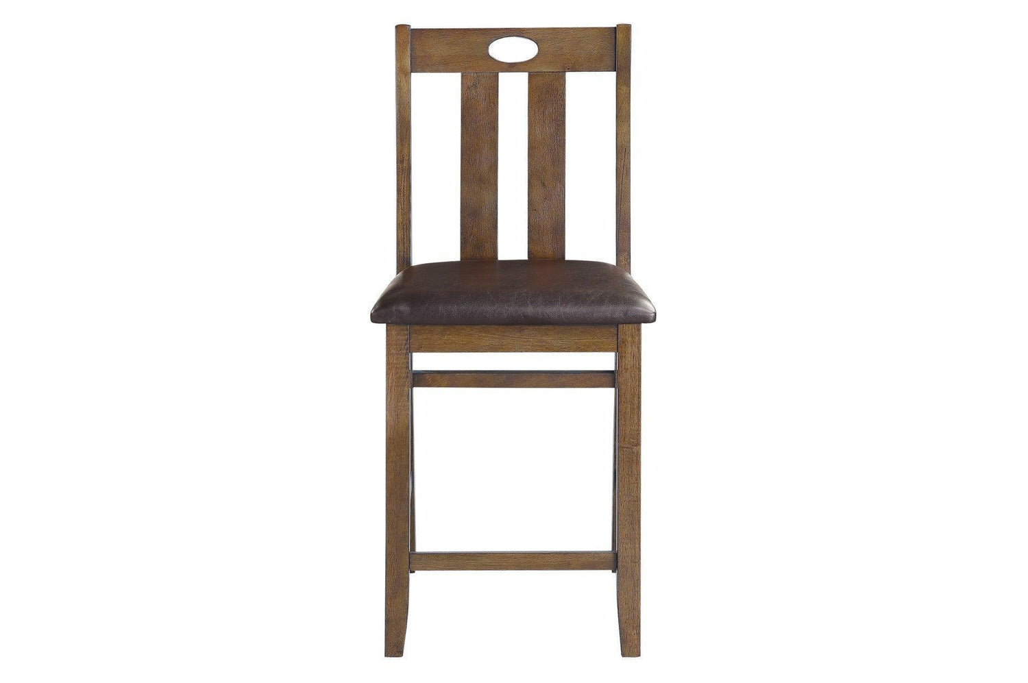 Weston Brown Rustic Modern Acacia Veneer Faux Leather Seat Square Counter Height Dining Room Set - Ella Furniture