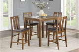 Weston Brown Rustic Modern Acacia Veneer Faux Leather Seat Square Counter Height Dining Room Set - Ella Furniture