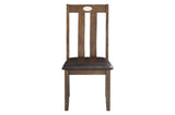 Weston Brown Rustic Modern Transitional Acacia Veneer Faux Leather Seat Square Dining Room Set - Ella Furniture