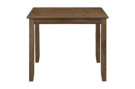 Weston Brown Rustic Modern Transitional Acacia Veneer Faux Leather Seat Square Dining Room Set - Ella Furniture