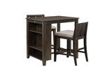 Daye Dark Brown Solid Wood Fabric Upholstery Rectangular Storage Counter Height Dining Room Set - Ella Furniture
