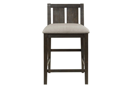 Daye Dark Brown Solid Wood Fabric Upholstery Rectangular Storage Counter Height Dining Room Set - Ella Furniture
