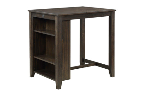 Daye Dark Brown Solid Wood Fabric Upholstery Rectangular Storage Counter Height Dining Room Set - Ella Furniture