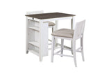 Daye White Solid Wood Fabric Upholstery Seat Rectangular Storage Counter Height Dining Room Set - Ella Furniture