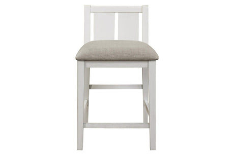 Daye White Solid Wood Fabric Upholstery Seat Rectangular Storage Counter Height Dining Room Set - Ella Furniture