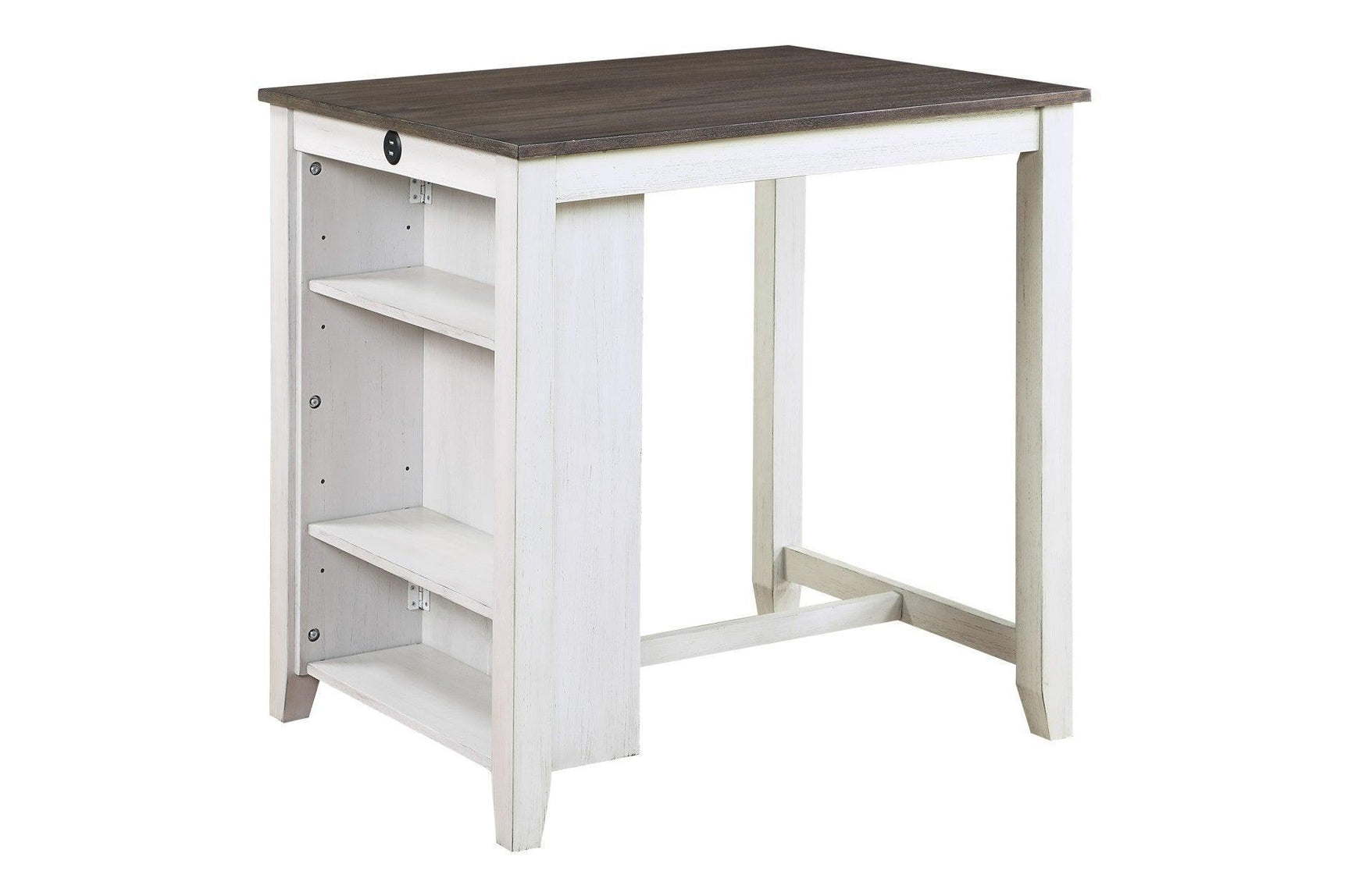 Daye White Solid Wood Fabric Upholstery Seat Rectangular Storage Counter Height Dining Room Set - Ella Furniture