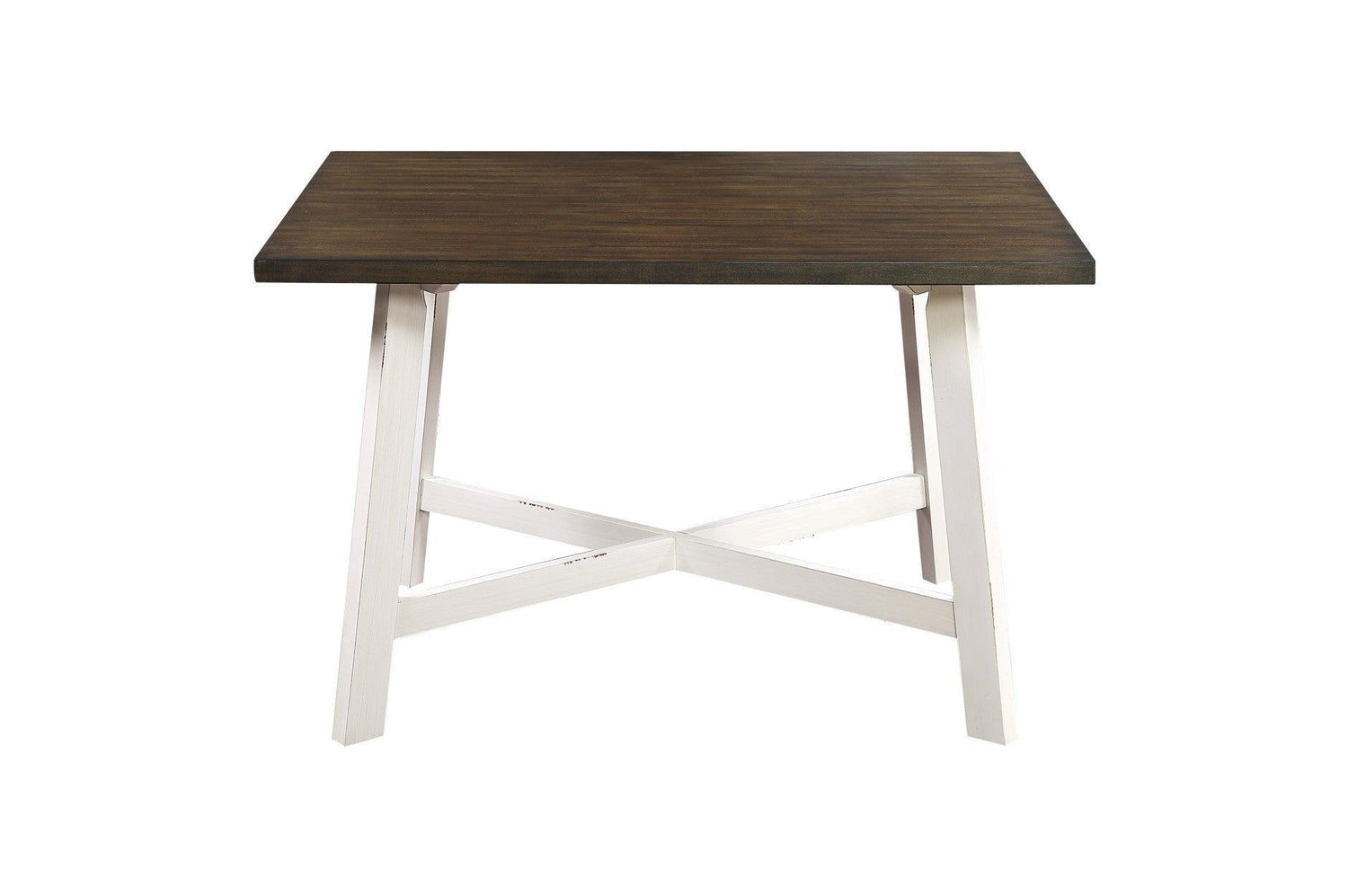 Troy White Gray Modern Solid Wood Fixed Top Rectangular Dining Room Set - Ella Furniture