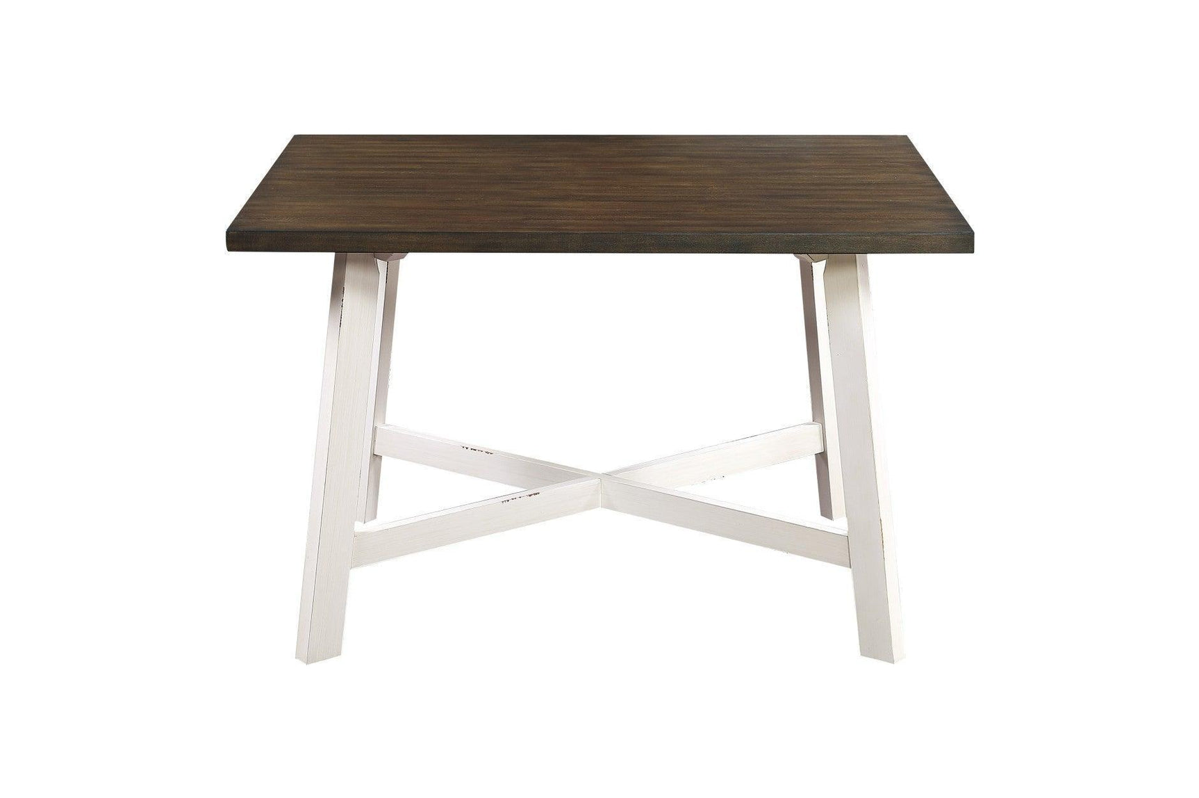 Troy White Gray Modern Solid Wood Fixed Top Rectangular Dining Room Set - Ella Furniture