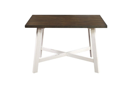 Troy White Gray Modern Solid Wood Fixed Top Rectangular Dining Room Set - Ella Furniture