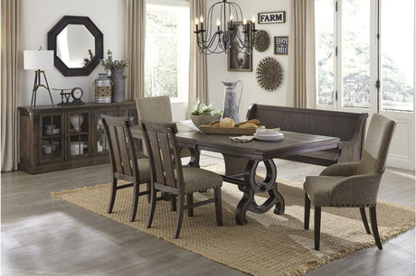 Gloversville Neutral Solid Wood Fabric Upholstered Seat Rectangular Dining Room Set - Ella Furniture